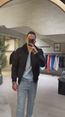 Men's Heavy Bomber Jacket In Black