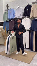 Men's Black Stripes Casual Set