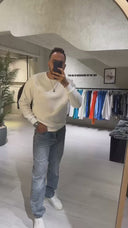 Men's Crew Neck Basic Sweatshirt In White