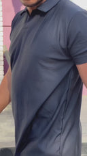 Men's Dark Blue V Neck Collar T-shirt