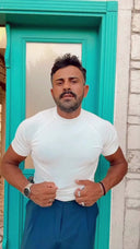 Men's White Round Neck T-shirt