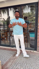 Men's Sky Blue Regular Fit T-shirt